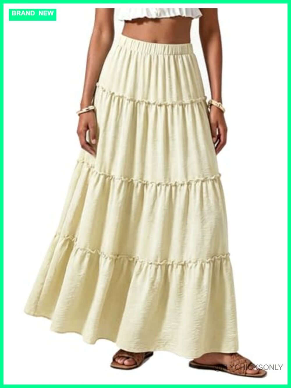Women's Flowy A-Line Maxi Skirt - Ruffled Tiered Bohemian Summer Style